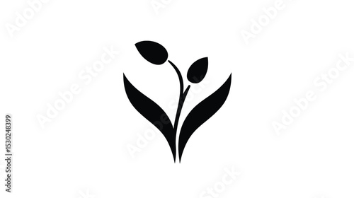 Elegant Tulip Floral Icon: Minimalist Botanical Vector Graphic