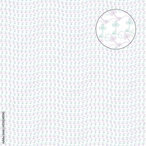 Decorative wavy vector guilloche background grid with keys pattern in 2 customizable colors