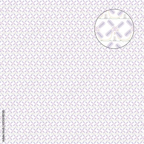 Decorative vector guilloche background grid with mill pattern in 9 customizable colors