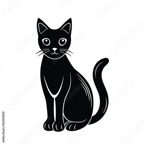 black cat on white background vector