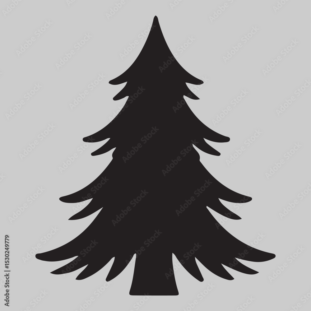 Obraz premium Black Silhouette Christmas Tree