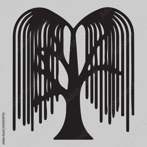Weeping Willow Tree Silhouette Illustration