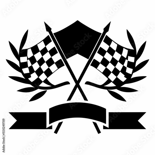Racing championship emblem with checkered flags