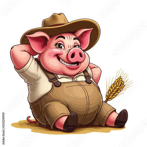 
Hand drawn cartoon pig vector illustration