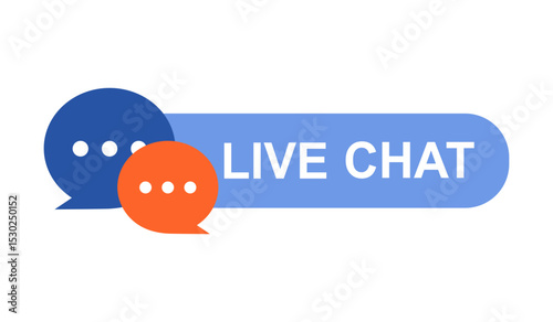 Live chat icon with speech bubble. Support service. Customer support, online consultation, all day hotline. Live communication. Vector illustration.