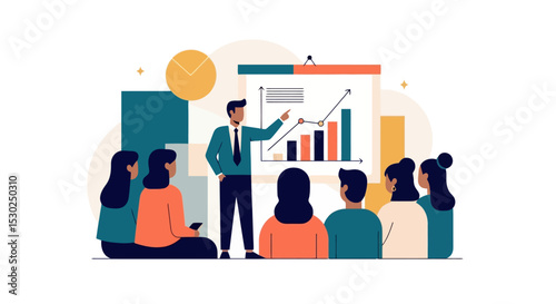 Business Presentation: Growth Chart and Team Collaboration