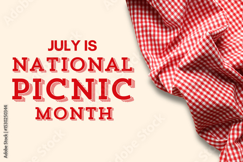 National Picnic Month - Day, design for advertising with attributes and text