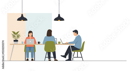 Collaborative Workspace: Vector Illustration of People Working