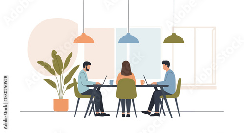 Collaborative Workspace: Team Meeting Illustration