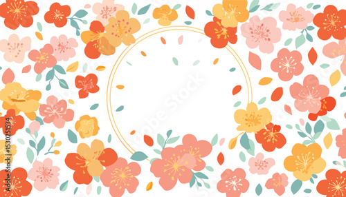 2026 year color frame. Peach tree blossom. Fuzz branch pattern. Peach flower background in soft palette. Abstract fuzz 2026year colour. Spring japanese summer fashion,copy space, cherry blossom, 