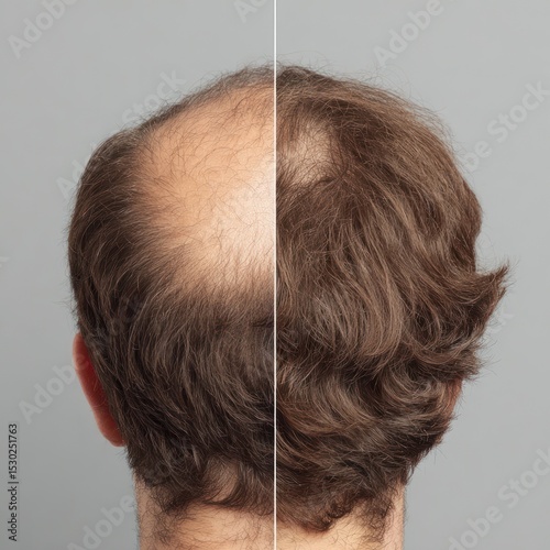Transformation of hair density displayed in a comparative study before and after hair restoration treatment