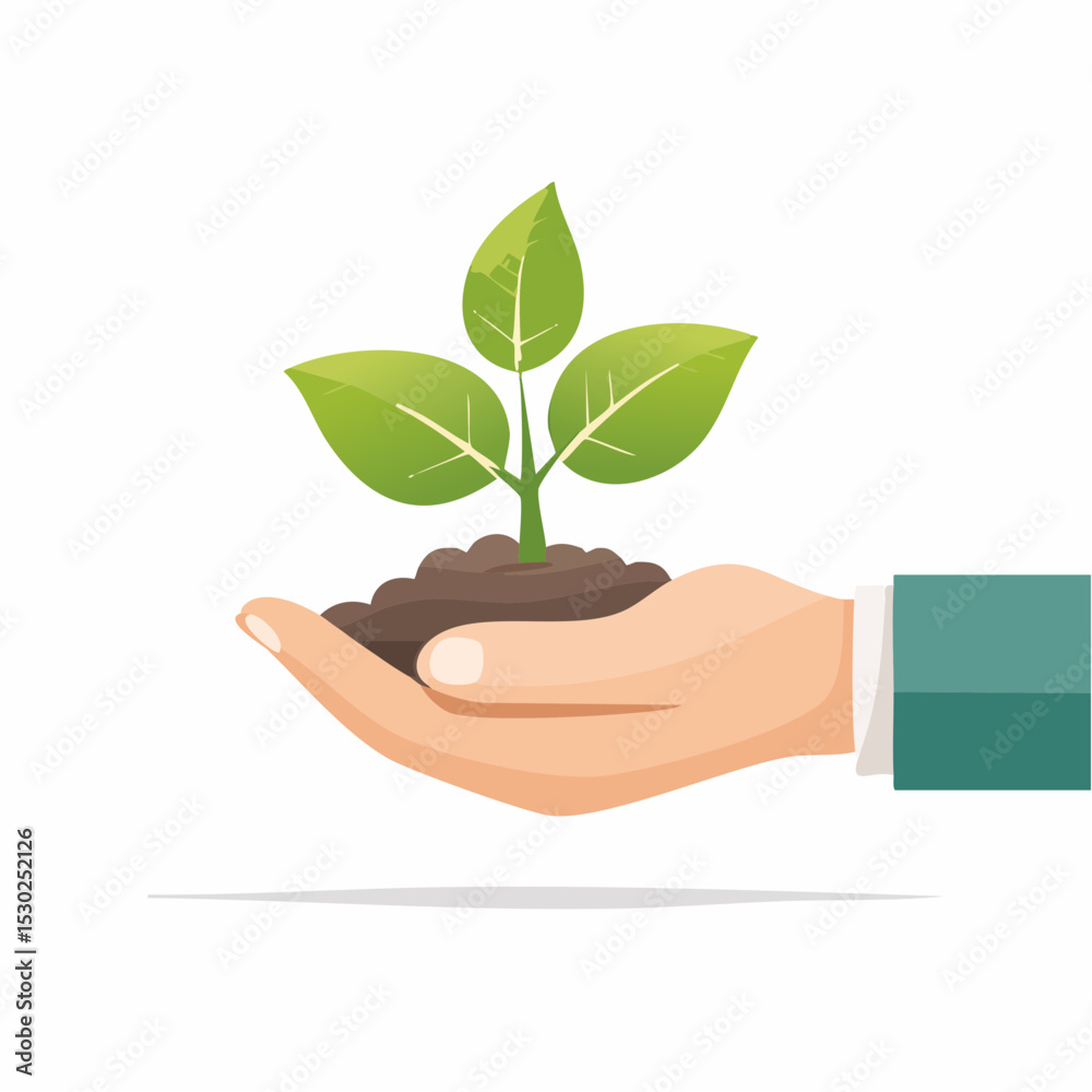 © SA7 - A hand cradles a young plant, symbolizing growth and nurturing. © SA7 - A hand cradles a young plant, symbolizing growth and nurturing.