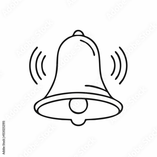 Simple line drawing of a bell with sound waves indicating ringing.