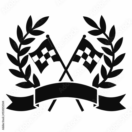 Racing championship emblem with laurel wreath