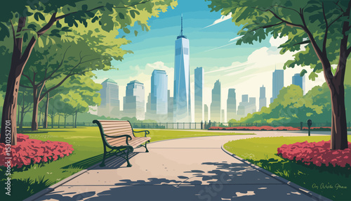 City Park with View of Skyscrapers