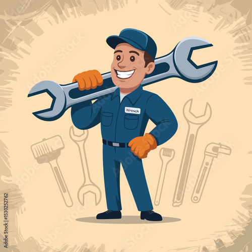 Mechanic with Wrench