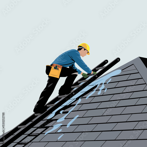 Roofer Repairing Roof
