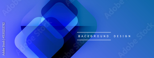 Abstract blue layers create modern design. Gradient shades offer dynamic visual effect. Minimalist style suits various projects.