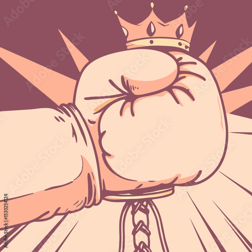 Illustration of a fist wearing a crown and boxing glove