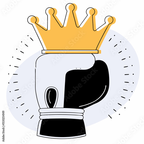Illustration of a boxing glove wearing a golden crown