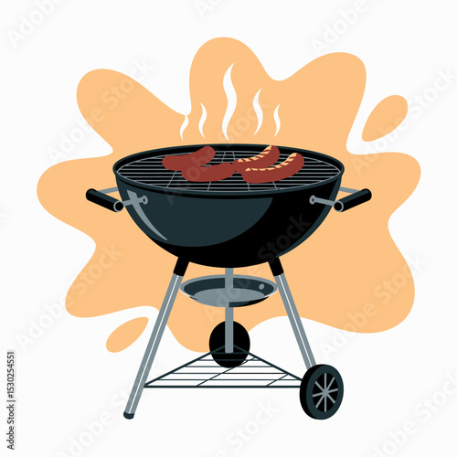 Grilled Sausages on Barbecue