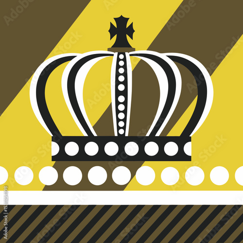 Illustration of a crown with yellow and black background