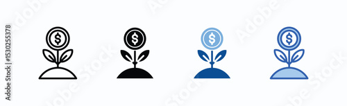 Return On Investment icon sheet multiple style collection isolated vector