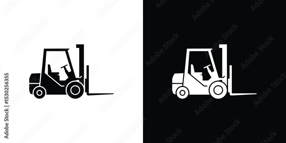 Black and White Forklift Icon Industrial Equipment, Material Handling, and Warehouse Symbolism