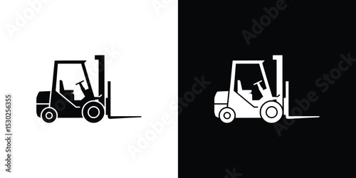 Black and White Forklift Icon Industrial Equipment, Material Handling, and Warehouse Symbolism