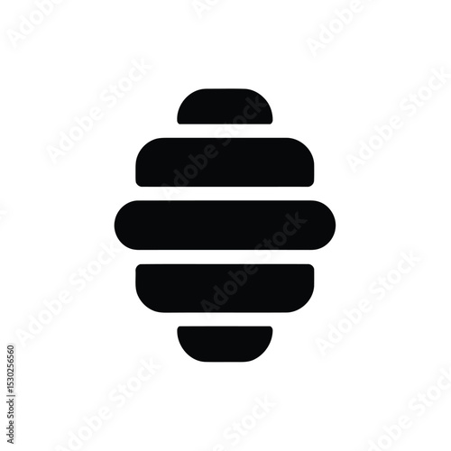 Black Beehive Shape Isolated on White Background, Geometric Design Illustration Icon