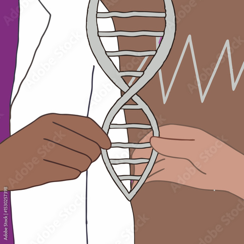 Scientists holding a dna model in a research environment