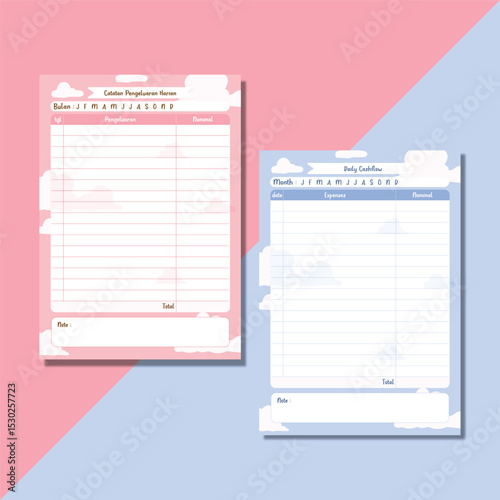 Cute Monthly Expense and Daily Budget Planner Templates printable