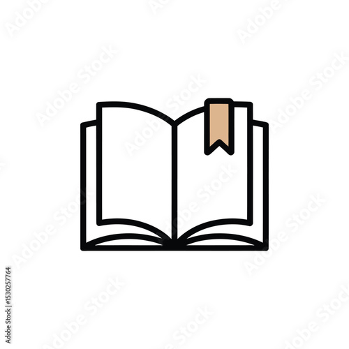 Open Book Icon with Bookmark Illustration for Reading, Study, and Library Concepts