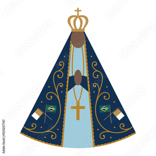 Our Lady of Aparecida, Catholic patron saint of Brazil. Sophisticated and modern design.