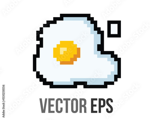 8 bits pixel art breakfast food sun egg icon