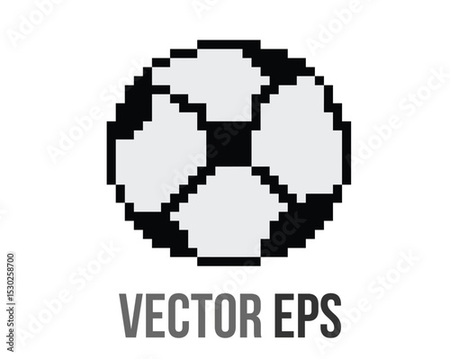 8 bits pixel art sport game classic white black soccer ball icon
