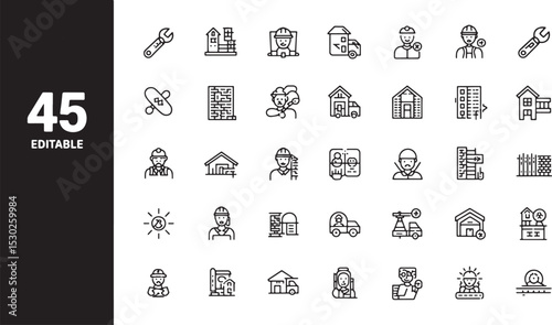 Construction Line Editable Icons set. Vector illustration in modern thin line style of renovation related icons (5)_traced