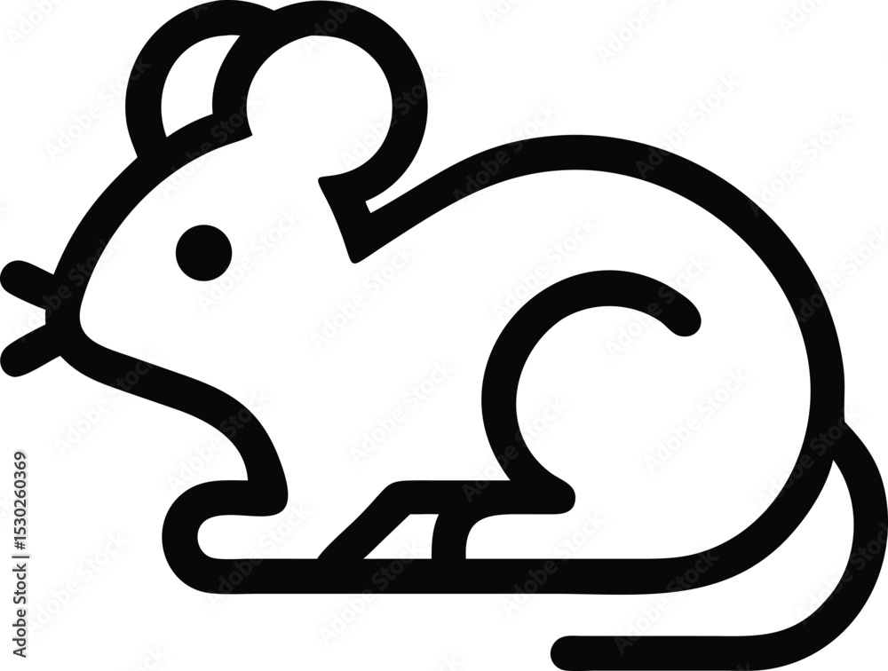 Fototapeta premium black and white cartoon illustration of a rat