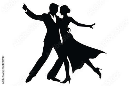 Silhouette of a couple dancing the tango
