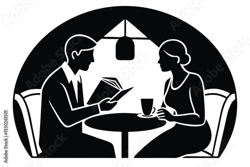 Young couple studying together in a cozy cafe