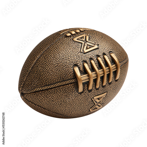 Bronze american football trophy isolated on transparent background