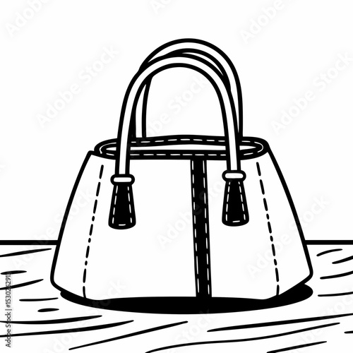 Illustration of a handbag with handles on a surface top