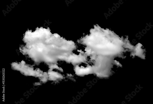 white fluffy clouds isolated on a black background. Abstract cloud, dark grey storm condensation. Concept effect design smoke fog, smog cloudy cutout. Mist overlay on Sky Summer
