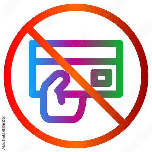 Credit Card Not Accepted Icon with Prohibition Sign Colored Gradient