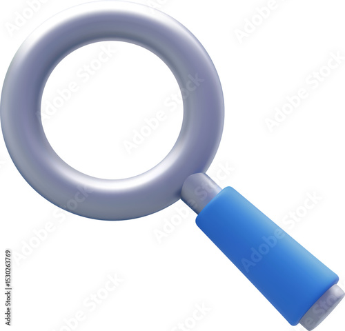 3D Vector Magnifying Glass Icon for Search Concept