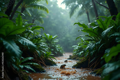 Realistic image of Tropical Rainforest Downpour