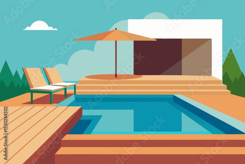 Luxury Poolside Relaxation Modern Villa with Stunning Pool and Deck