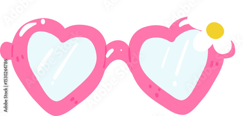 Pink Heart-Shaped Sunglasses Illustration