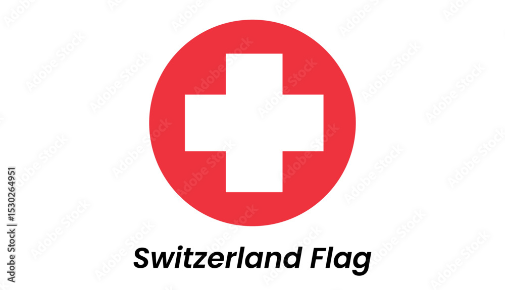 Fototapeta premium Swiss Cross: Red Circle, White Plus Sign, National Symbol