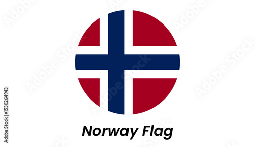 Circular Norwegian Flag Design: Red, White, and Blue Emblem